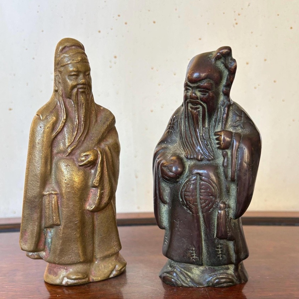 Vintage Chinese Lu & Shou Immortal Gods Three Lucky Stars Life Prosperity Large
